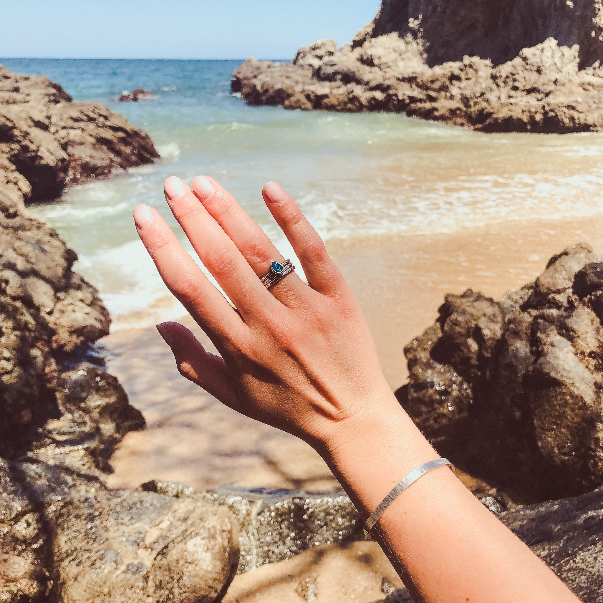 Blue opal clearance silver ring